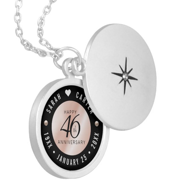 Elegant 46th Pearl Wedding Anniversary Celebration Locket Necklace (Front Left)