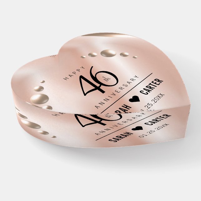 Elegant 46th Pearl Wedding Anniversary Celebration Paperweight (Angled)