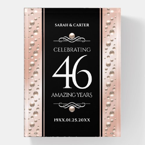 Elegant 46th Pearl Wedding Anniversary Celebration Paperweight