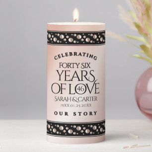 Elegant 46th Pearl Wedding Anniversary Celebration Pillar Candle
