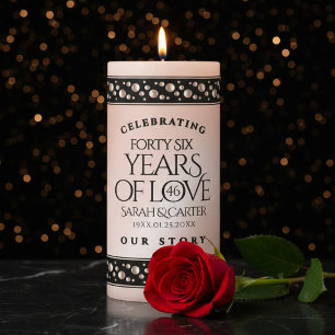 Elegant 46th Pearl Wedding Anniversary Celebration Pillar Candle