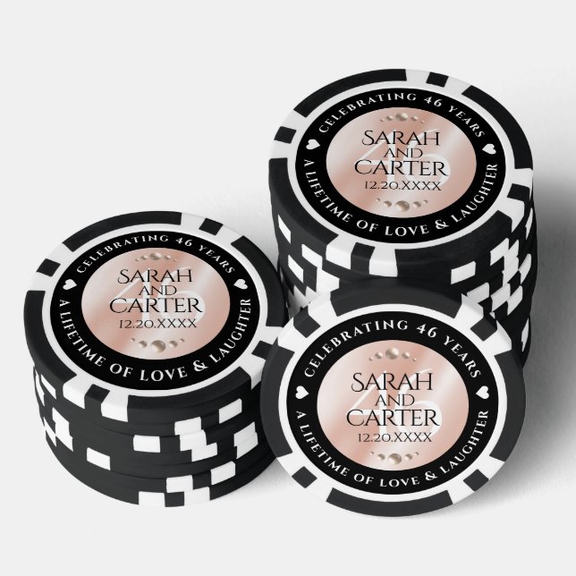 Elegant 46th Pearl Wedding Anniversary Celebration Poker Chips (Stack)
