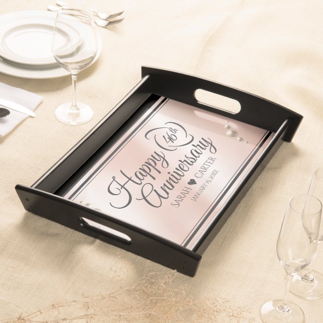 Elegant 46th Pearl Wedding Anniversary Celebration Serving Tray (Front)