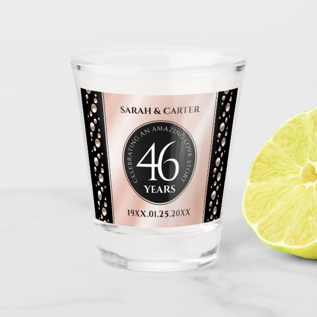 Elegant 46th Pearl Wedding Anniversary Celebration Shot Glass (Front)