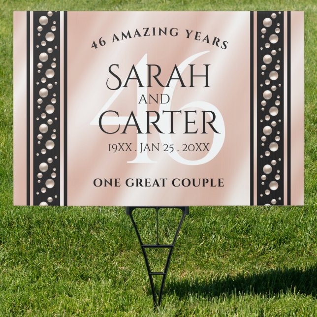 Elegant 46th Pearl Wedding Anniversary Celebration Sign (Insitu)