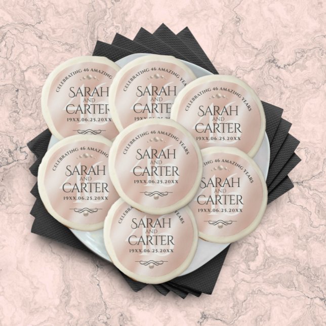 Elegant 46th Pearl Wedding Anniversary Celebration Sugar Cookie (Creator Uploaded)