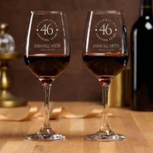 Elegant 46th Pearl Wedding Anniversary Celebration Wine Glass
