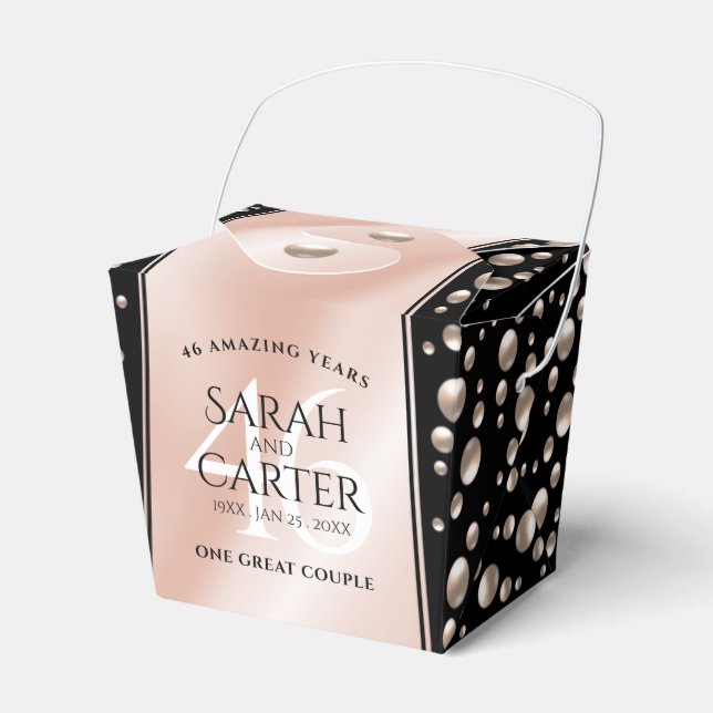 Elegant 46th Pearl Wedding Anniversary Favor Boxes (Front Side)