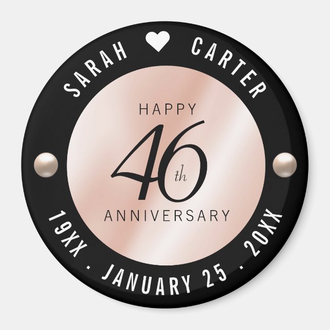 Elegant 46th Pearl Wedding Anniversary Magnet (Front)