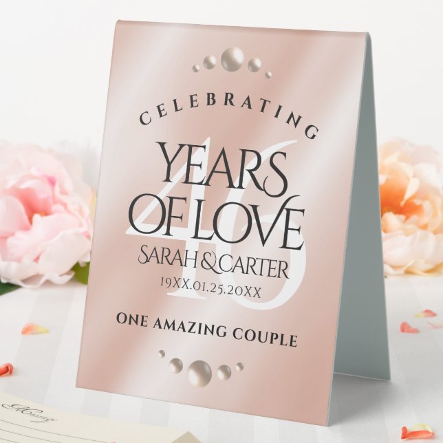 Elegant 46th Pearl Wedding Anniversary Table Tent (In SItu (Wedding))