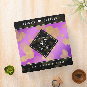 Elegant 47th Amethyst Wedding Anniversary 3 Ring Binder