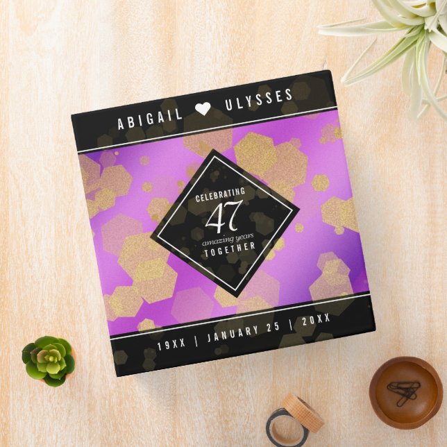 Elegant 47th Amethyst Wedding Anniversary 3 Ring Binder (In Situ)