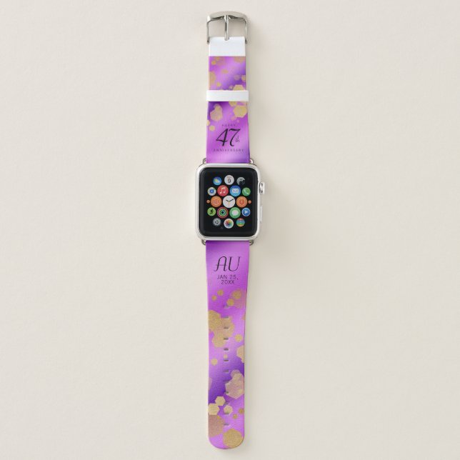 Elegant 47th Amethyst Wedding Anniversary Apple Watch Band (Front)