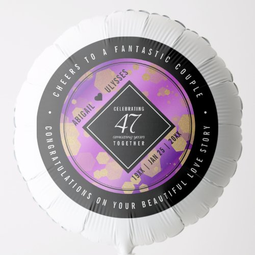 Elegant 47th Amethyst Wedding Anniversary Balloon