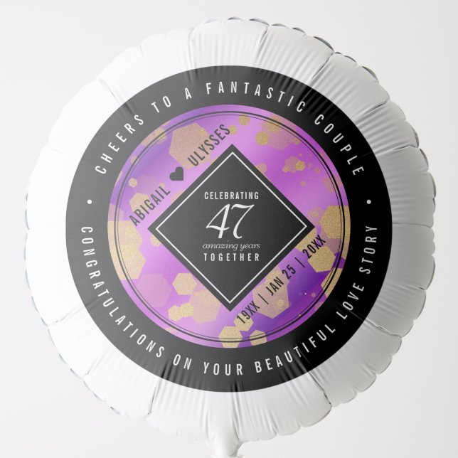 Elegant 47th Amethyst Wedding Anniversary Balloon (Front)