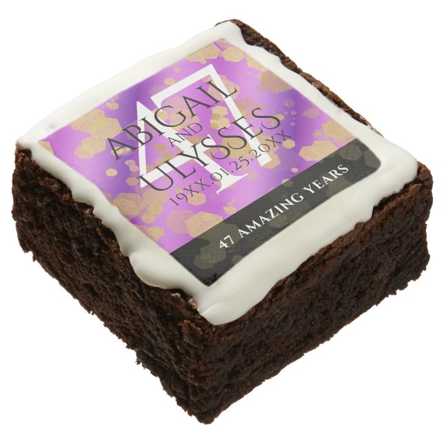 Elegant 47th Amethyst Wedding Anniversary Brownie (Angled)