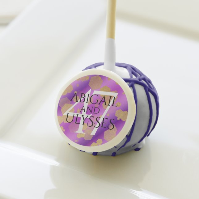 Elegant 47th Amethyst Wedding Anniversary Cake Pops (Front Insitu)