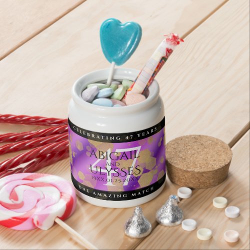 Elegant 47th Amethyst Wedding Anniversary Candy Jar