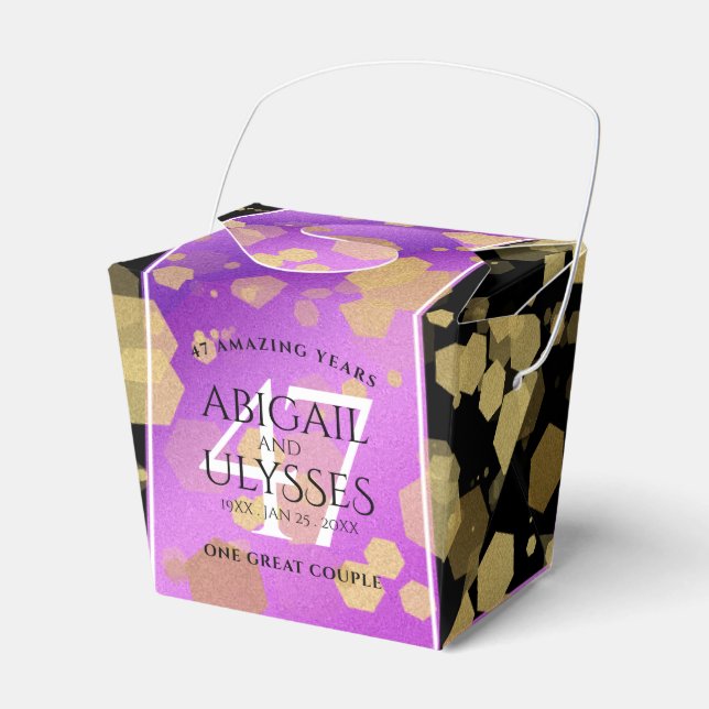 Elegant 47th Amethyst Wedding Anniversary Favor Boxes (Front Side)