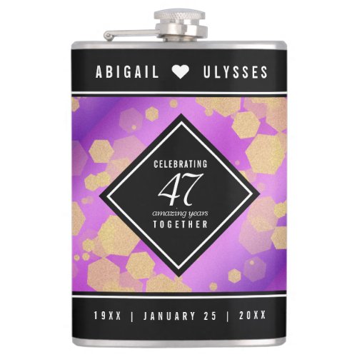 Elegant 47th Amethyst Wedding Anniversary Flask