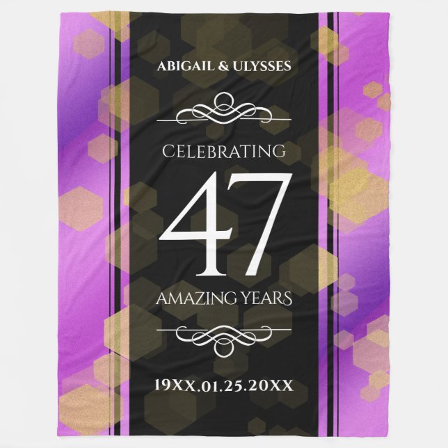 Elegant 47th Amethyst Wedding Anniversary Fleece Blanket (Front)
