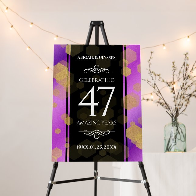 Elegant 47th Amethyst Wedding Anniversary Foam Board (In Situ (Stand))