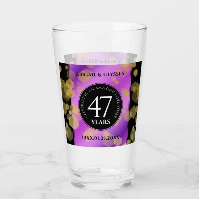 Elegant 47th Amethyst Wedding Anniversary Glass (Front)