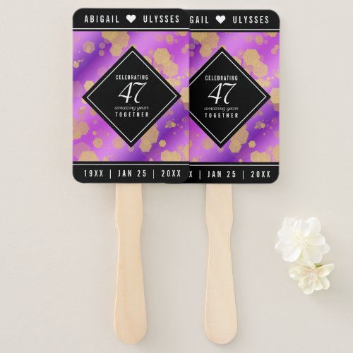 Elegant 47th Amethyst Wedding Anniversary Hand Fan