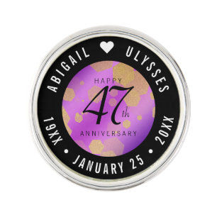 Elegant 47th Amethyst Wedding Anniversary Lapel Pin