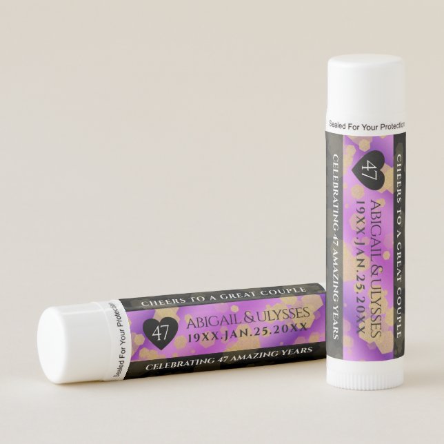 Elegant 47th Amethyst Wedding Anniversary Lip Balm (Front)