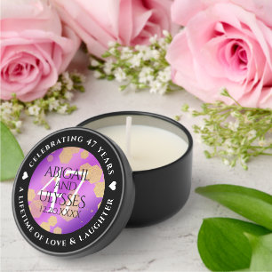 Elegant 47th Amethyst Wedding Anniversary Mini Candle Favors