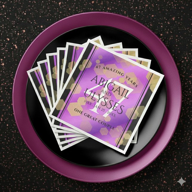 Elegant 47th Amethyst Wedding Anniversary Paper Dinner Napkins (Elegant 47th Amethyst Wedding Anniversary Napkins Cover Photo)
