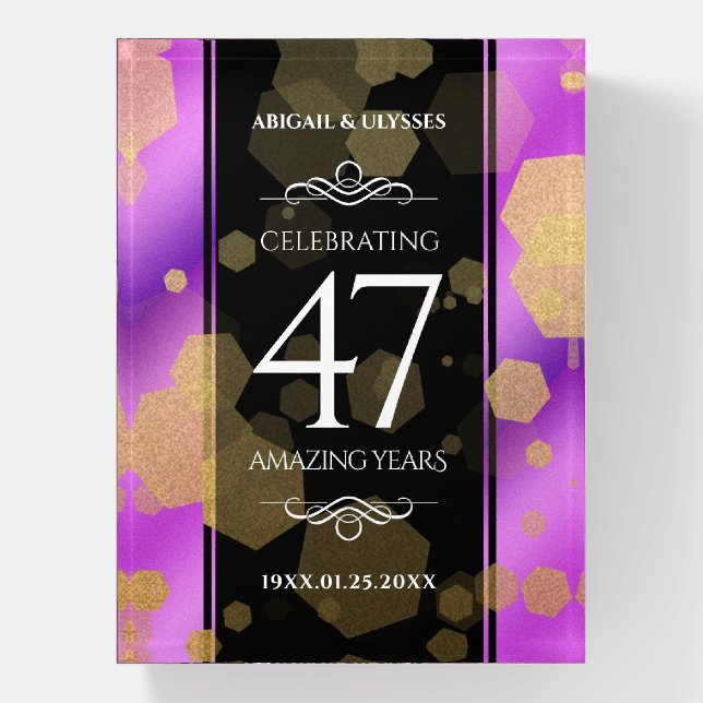 Elegant 47th Amethyst Wedding Anniversary Paperweight (Vertical)