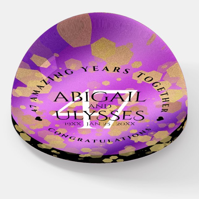 Elegant 47th Amethyst Wedding Anniversary Paperweight (Angled)