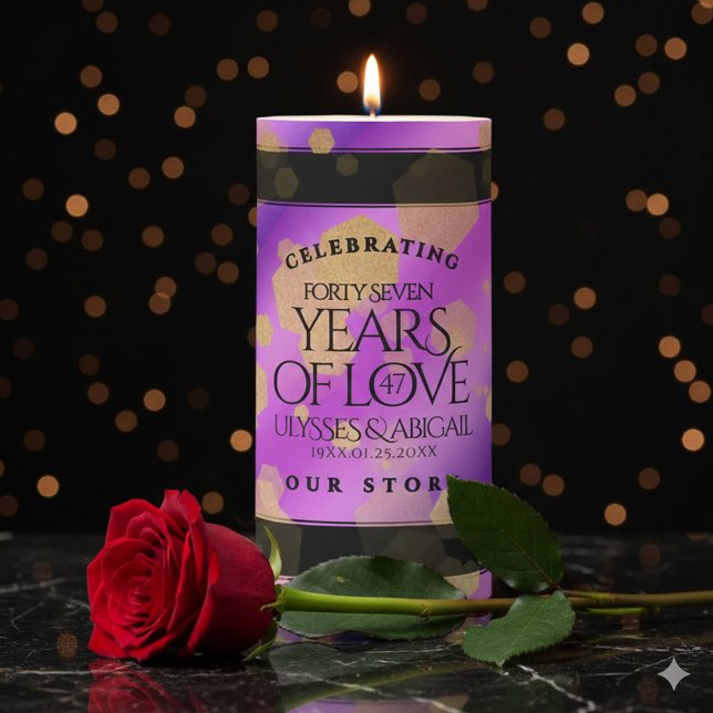 Elegant 47th Amethyst Wedding Anniversary Pillar Candle (Elegant 47th Amethyst Wedding Anniversary Pillar Candle Cover Photo)
