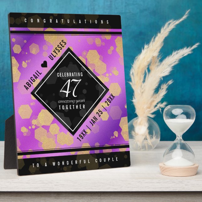 Elegant 47th Amethyst Wedding Anniversary Plaque (Side)