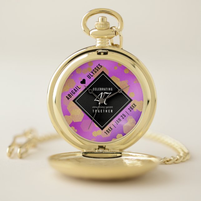 Elegant 47th Amethyst Wedding Anniversary Pocket Watch (Inside)