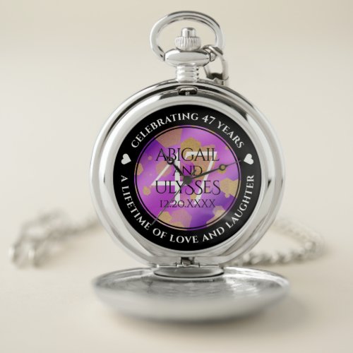 Elegant 47th Amethyst Wedding Anniversary Pocket Watch