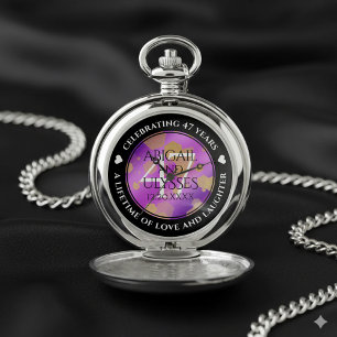 Elegant 47th Amethyst Wedding Anniversary Pocket Watch