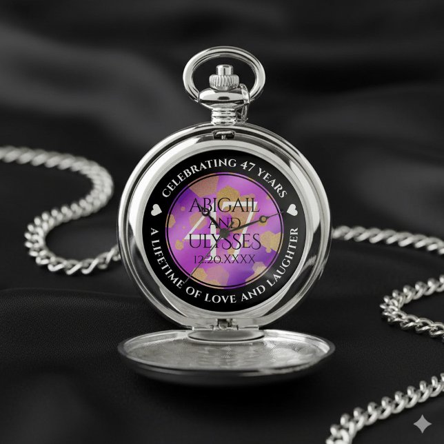 Elegant 47th Amethyst Wedding Anniversary Pocket Watch (Elegant 47th Amethyst Wedding Anniversary Pocket Watch Cover Photo)