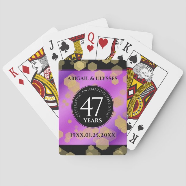 Elegant 47th Amethyst Wedding Anniversary Poker Cards (Back)