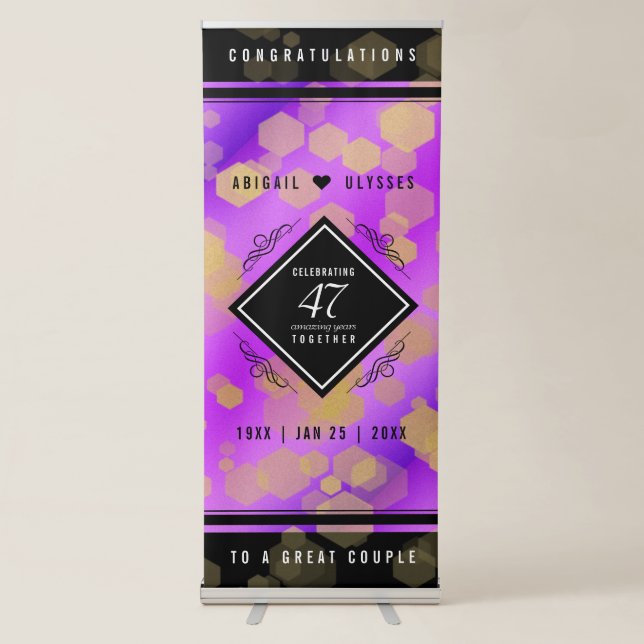 Elegant 47th Amethyst Wedding Anniversary Retractable Banner (Front)
