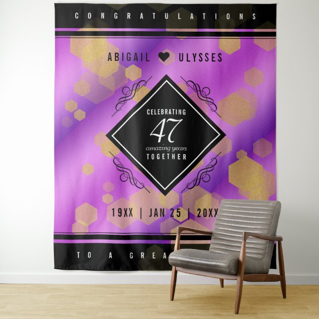 Elegant 47th Amethyst Wedding Anniversary Tapestry (In Situ)