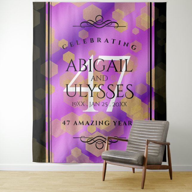Elegant 47th Amethyst Wedding Anniversary Tapestry (In Situ)