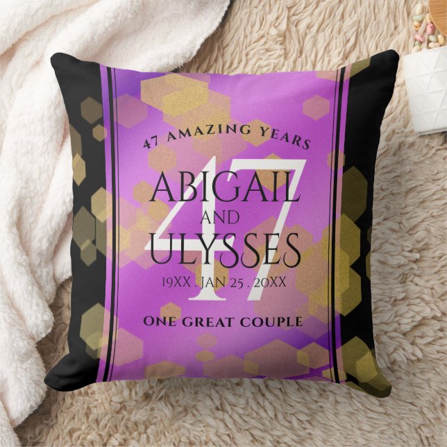 Elegant 47th Amethyst Wedding Anniversary Throw Pillow (Blanket)