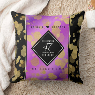 Elegant 47th Amethyst Wedding Anniversary Throw Pillow