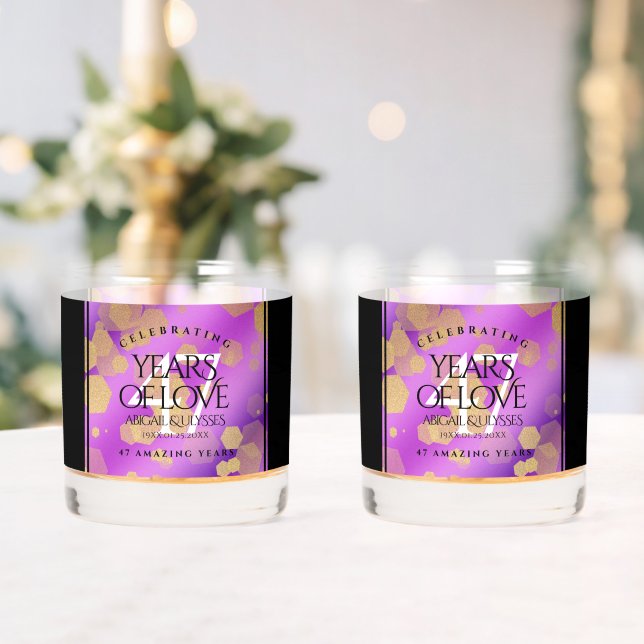 Elegant 47th Amethyst Wedding Anniversary Whiskey Glass (Insitu (Wedding))