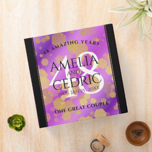 Elegant 48th Amethyst Wedding Anniversary 3 Ring Binder