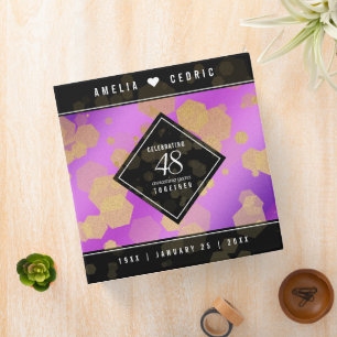 Elegant 48th Amethyst Wedding Anniversary 3 Ring Binder