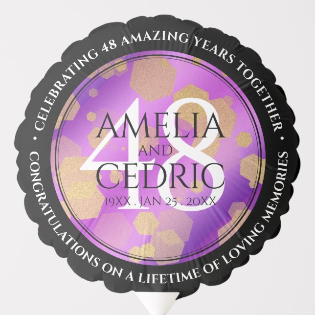 Elegant 48th Amethyst Wedding Anniversary Balloon (Front)